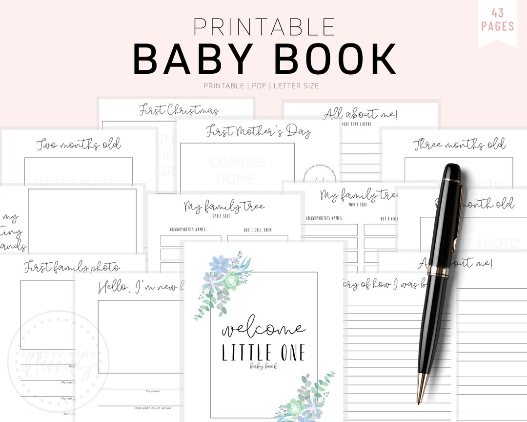 Baby Book, Printable Baby Book Pages, Baby Memory Book, Baby Book First ...
