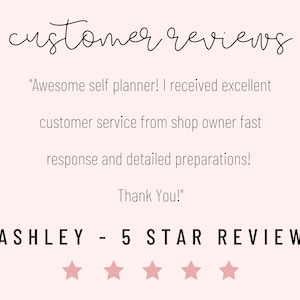 Puede incluir: Una rese&ntilde;a de un cliente para un planificador personal con una calificaci&oacute;n de cinco estrellas. La rese&ntilde;a dice: "&iexcl;Planificador personal incre&iacute;ble! Recib&iacute; un excelente servicio al cliente del due&ntilde;o de la tienda, respuesta r&aacute;pida y preparaciones detalladas! &iexcl;Gracias!"
