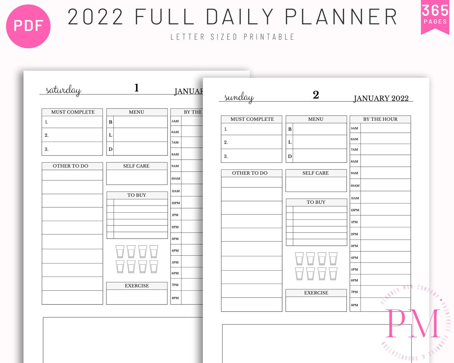 2022 Planner Printable 2022 Daily Planner Weekly Planner Etsy