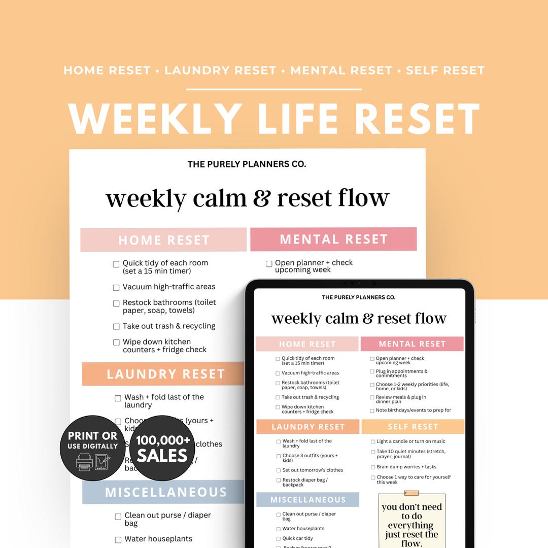 Sunday Reset Digital Planner for Busy Moms Printable Habit Tracker ...