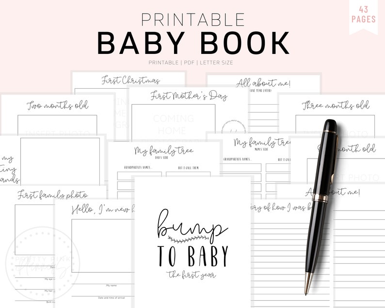 Baby Book Printable Baby Book Pages Baby Memory Book Baby Etsy