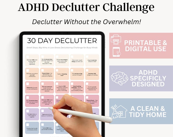 30 Days Declutter Challenge Planner Printable,konmari Decluttering ...