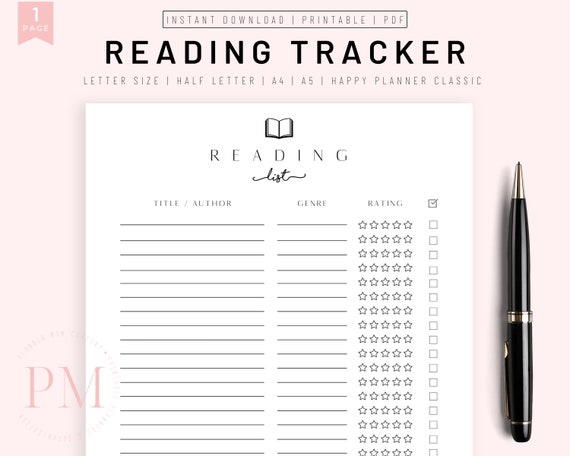 HP Classic Reading Journal Printable Book Reading Log Template, Book Review  Journal, Simple Book Tracker, Reading Planner, Reading Challenge 