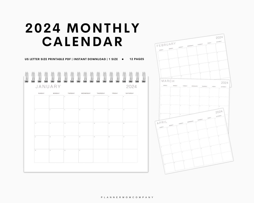 Editable Calendar, 2024 Wall Calendar, Fridge Calendar, Printable