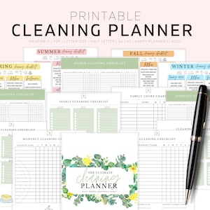 Weekly Cleaning Checklist, Printable Letter & A4, Printable A5, Happy Planner, Weekly Cleaning Planner