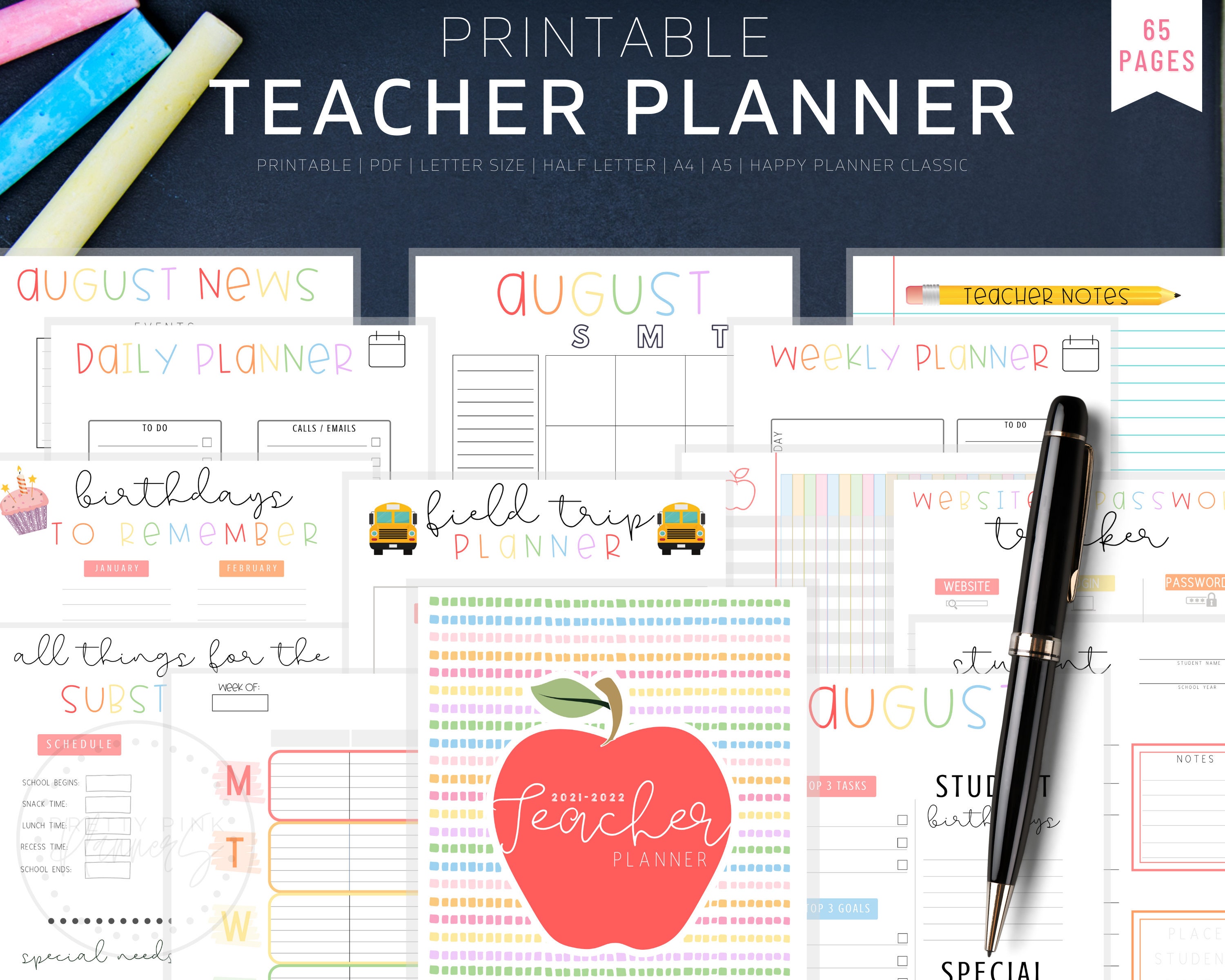 Teacher Planner 2021-2022, Lesson Planner Printable, Academic Planner…