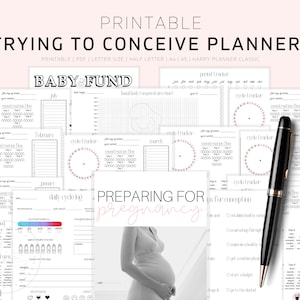 Printable Pregnancy Planner, Fertility Tracker Planner, Conception Tracker, Trying to Conceive Planner, Period Tracker, PDF