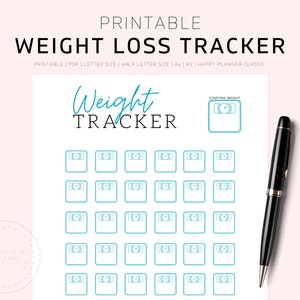 Printable Weight Loss Tracker Journal, Digital Weight Loss Chart, Weekly Weigh In, Weight Loss Motivation, Weight Loss Goal Tracker