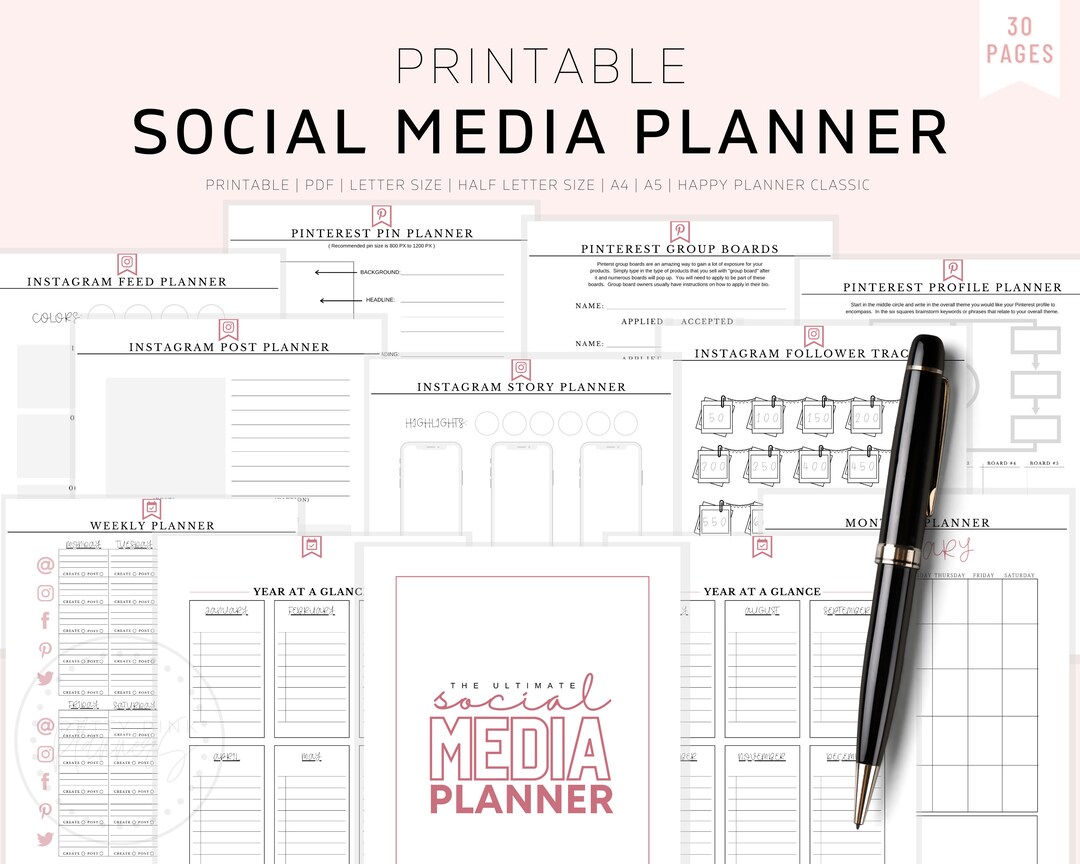 Social Media Planner, Social Media Planner for Instagram, Social Media