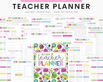 Teacher Planner Printable, School Planner, Academic Planner, Lesson Planner, Digital Teacher Planner, Homeschool Planner, Teacher Binder