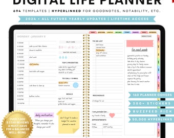 ADHD Digital Planner, 2024 Digital Planner Goodnotes, iPad Planner, Notability Planner, Dated Digital Planner, Planner Digital, Template