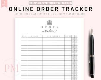 Printable Online Shopping Tracker, Shopping Planner, Shipping, Order Tracker, Online Order Tracker, Online Purchase Log, Shopping List