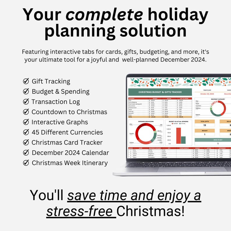 Christmas Gift Tracker Google Sheets Holiday Gift Planner Spreadsheet