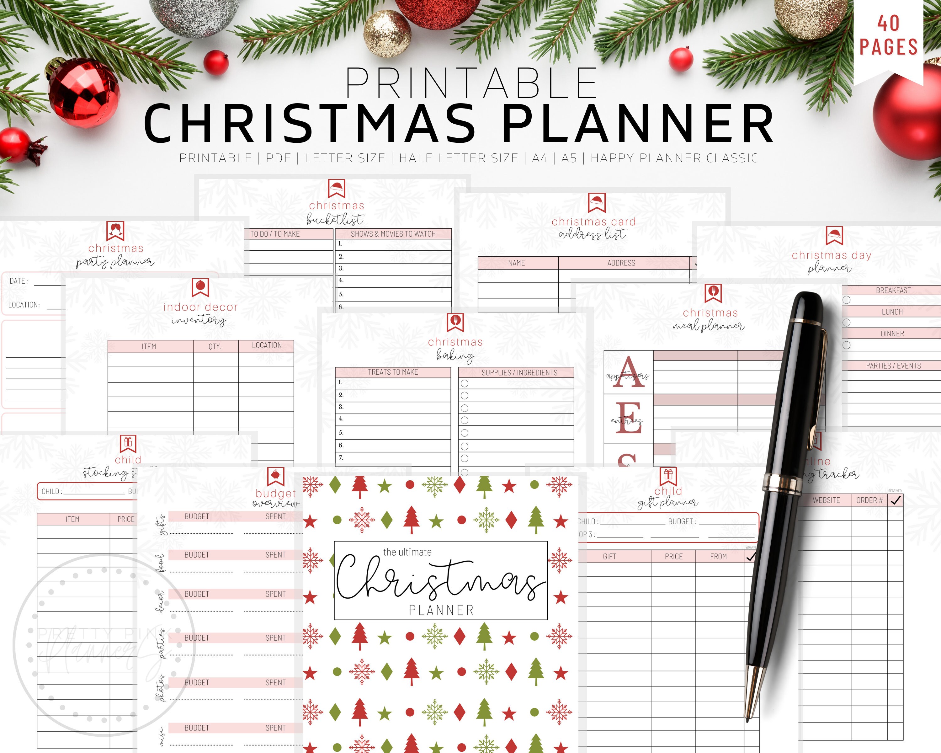 Christmas Planner Printable Holiday Planner Gift Budget Planner