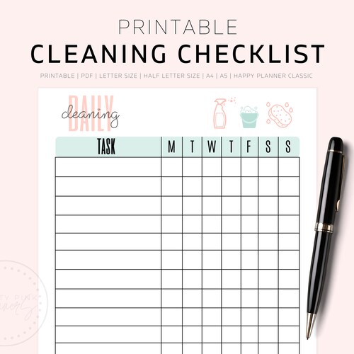 Weekly Cleaning Checklist Printable Letter A4 Printable Etsy