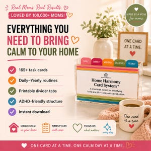 Printable home organization card deck including daily, weekly, monthly, quarterly, and annual cleaning routines.