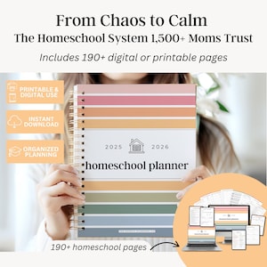 Digitale thuisschoolplanner Meerdere kinderen thuisschoolplanner 2025-2026 Homeschoolplanner Cijferlijst Homeschool afdrukbare planner