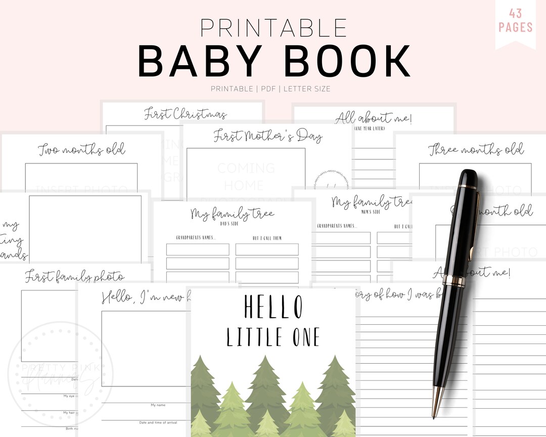Baby Book, Printable Baby Book Pages, Baby Memory Book, Baby Book First ...