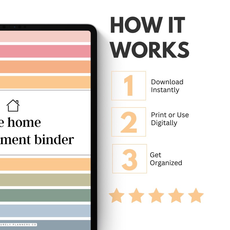 Household organizer printable binder pages for home organization, bill tracker, grocery list, and home management planner PDF