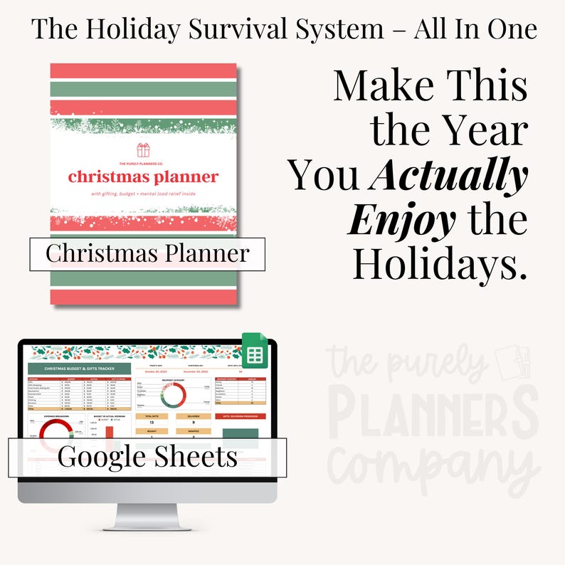 Beautifully designed Christmas planner with activities, baking schedule, and party pages for magical holiday moments