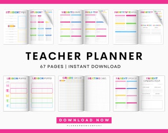 Teacher Planner, Teacher Planners, Happy Planner Teacher, Lesson PlannerBook, Digital Teacher Planner, Teacher Planner Printable