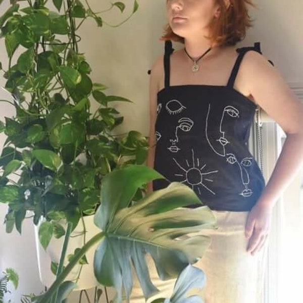 Handmade Tie Camisole with Random Hand Embroidery - One of a Kind