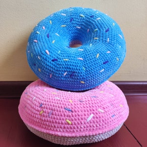 Crochet donut pillow Bedroom decor teens Y2k pillow Donut party decor Donut baby shower Donut decorations gender reveal Nursery decor donut