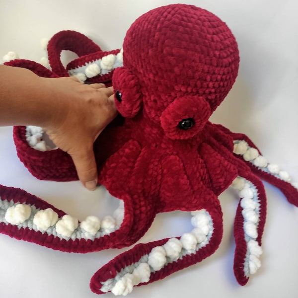 Large octopus plush Sea life plush toys Aquatic stuff animal Big octopus plush Jellyfish crochet Kids decor for room Sea animals toys