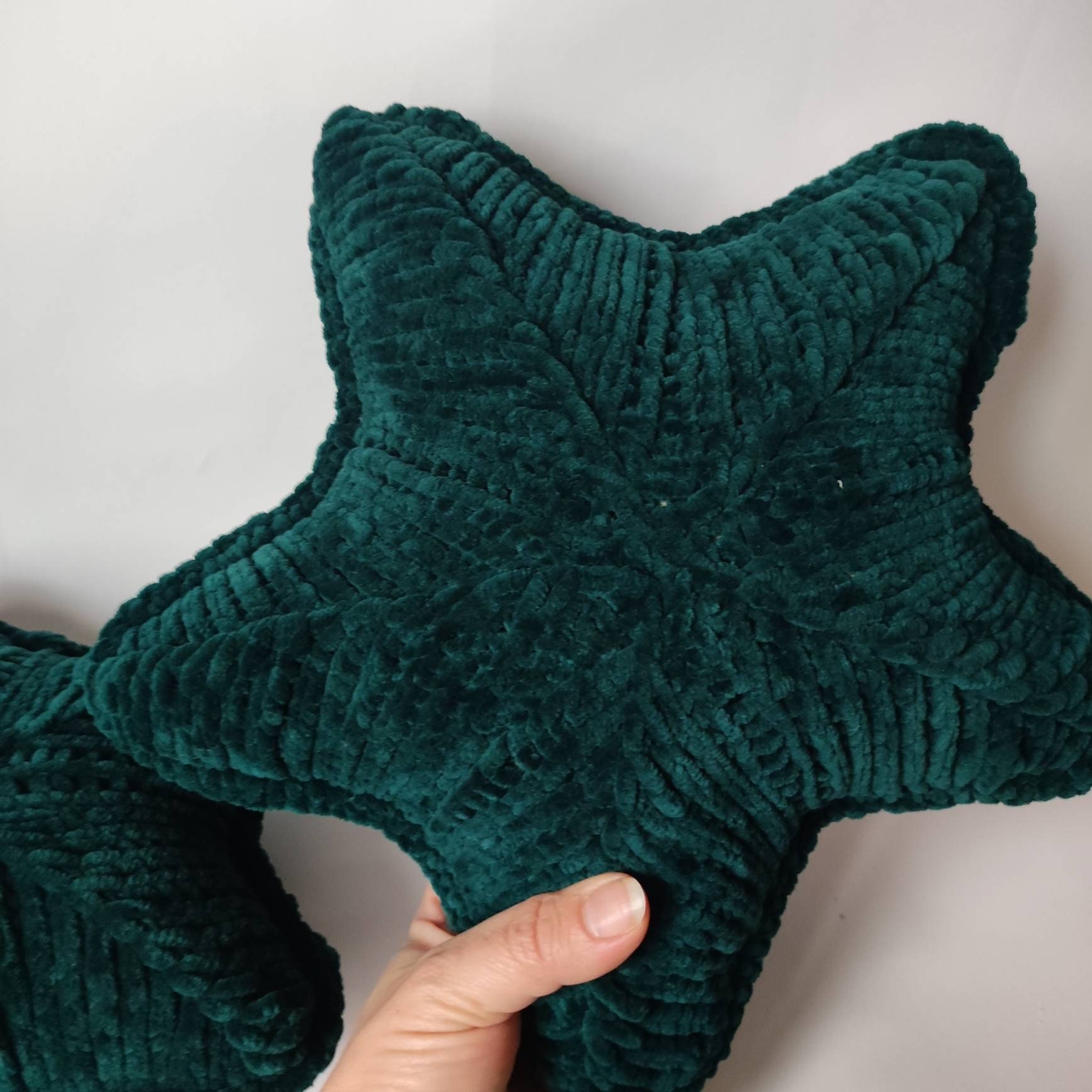 Starfish plush Emerald green pillow Handknit star pillow