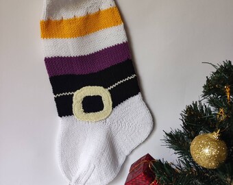 LGBTQ+ pride Christmas stocking Nonbinary flag Christmas decor Large Santa sock