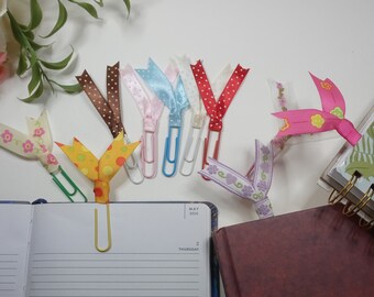 Ribbon Paper Clips, Bookmark Paper Clips, Planner Accessory, Stationary, Page Marker Clips, Journal, Office Supplies, Separador de lectura