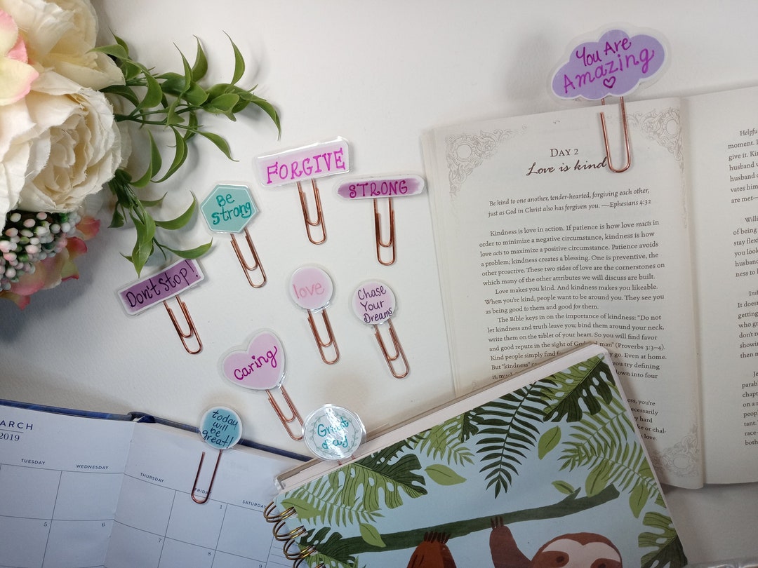 Sticker Paper Clips Quotes Bookmark Paper Clips Planner Etsy