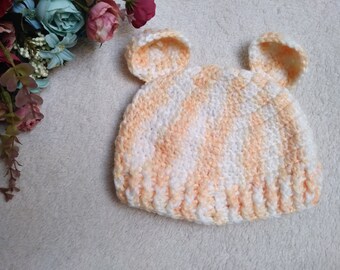 Bear Hat. Crochet Baby Hat. Bear Beanie. Toddler Winter Hat. Warm Hat. Handwoven Beanie. Kid Hat. Knitted Baby Hat. Hat with Little Ears.