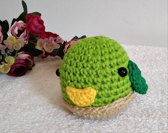Amigurumi Little Bird. Crochet Green Bird. Kawaii Toy. Stuffed Toy. Baby Soft Toy. Nursery Toy. Crochet Little Bird. knitted Toy. Child Gift