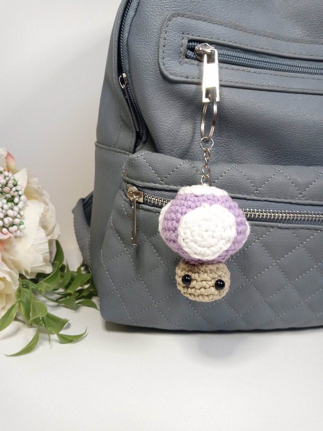 Amigurumi Mario Bros Mushroom. Crochet Keychain Mushroom. Charm Bag ...