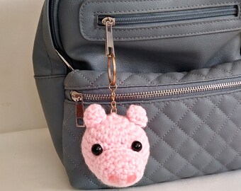 Amigurumi Little pig. Crochet piggy Keychain. Kawaii pig. Stuffed Toy. pig lovers gift.  knitted keychain pink pig. Llavero de puerquito