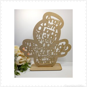 Wooden Guardian Angel Centerpiece. Baptism Centerpiece. First Communion. Ángel de la Guarda Centro de Mesa. Angelito con oración Corte láser