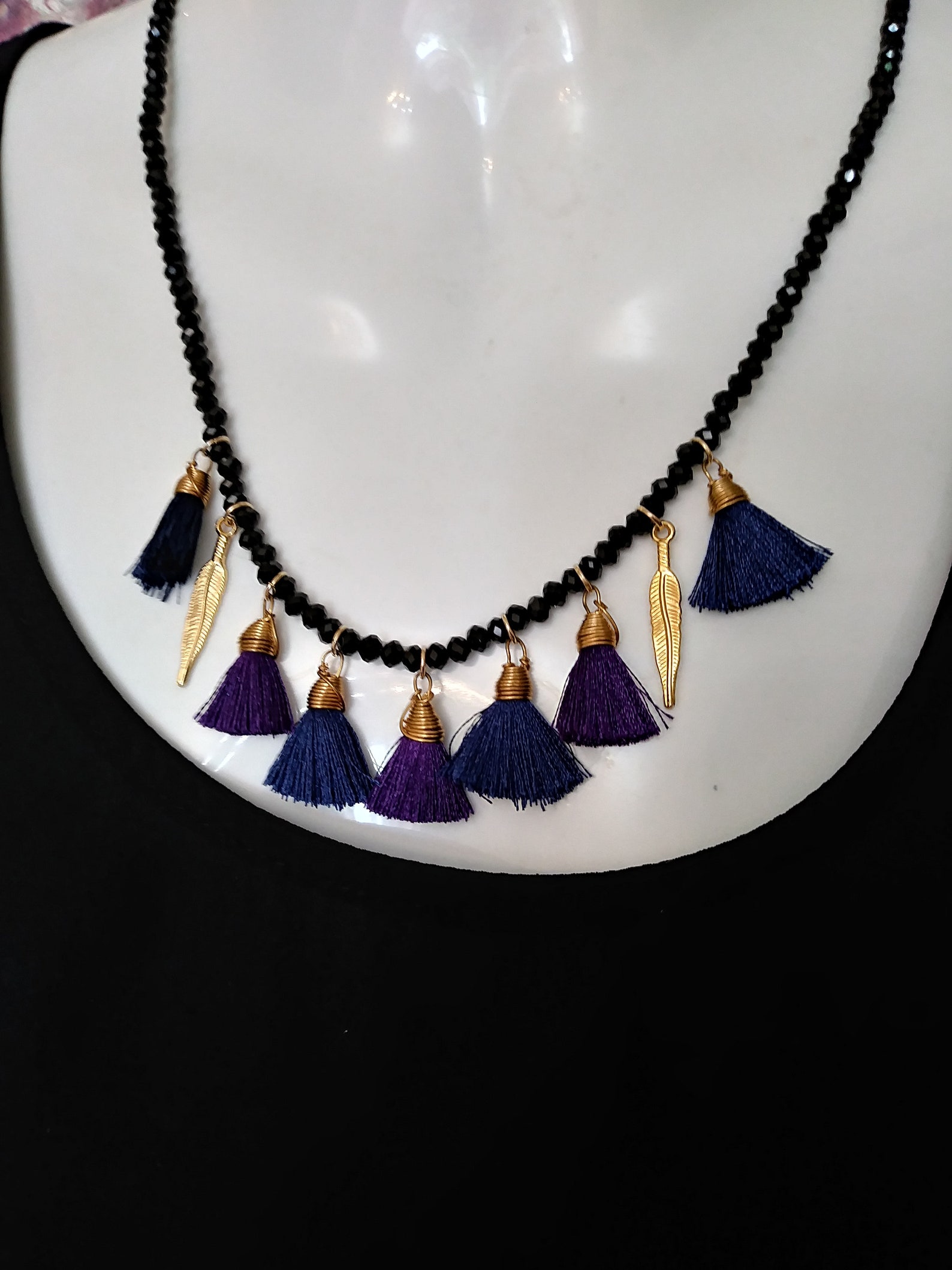 Set of Multi Tassel Necklace and Tassel Earrings. Mexican Jewelry
