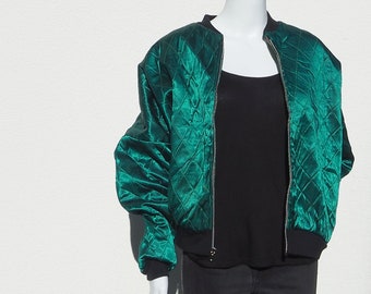 Kurtka pilotka/80er Wendejacke/Fledermausjacke/1980 Grüne Jacke Steppmuster/retro Bomberjacke Fledermausschnitt