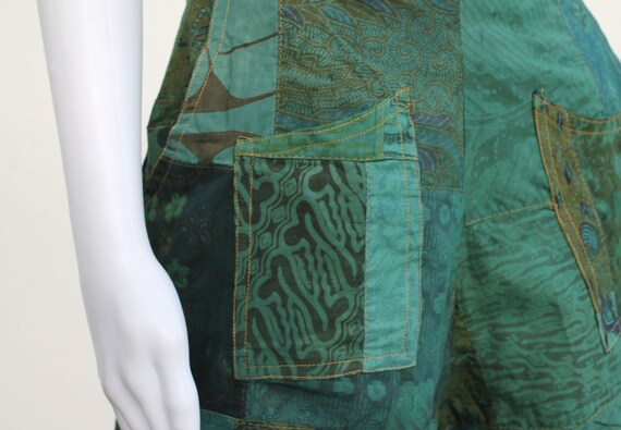 Vintage Java Batik patchwork dungarees / 1990 sho… - image 8