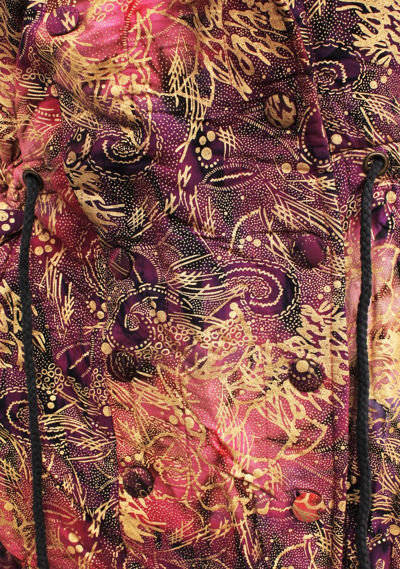 Vintage Coat Pink Purple Rose Batik With Floral Print in Gold - Etsy