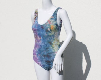 Vintage Batik Swimsuit / Batik Badeanzug / colorfull 80s Batik swimwear / 80er Batik Body / pink orange blue