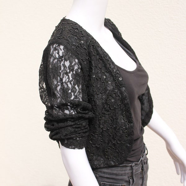 KITSCHSCHICKS finest: vintage lace blazer jacket from the 90s / evening blazer with embroidery/ chic retro lace jacket with beads and sequin