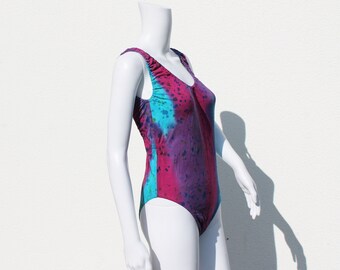 Vintage Batik Swimsuit / Batik Badeanzug / colorfull 80s Batik swimwear / 80er Batik Body / 1980 Badekleid / underwear different colors