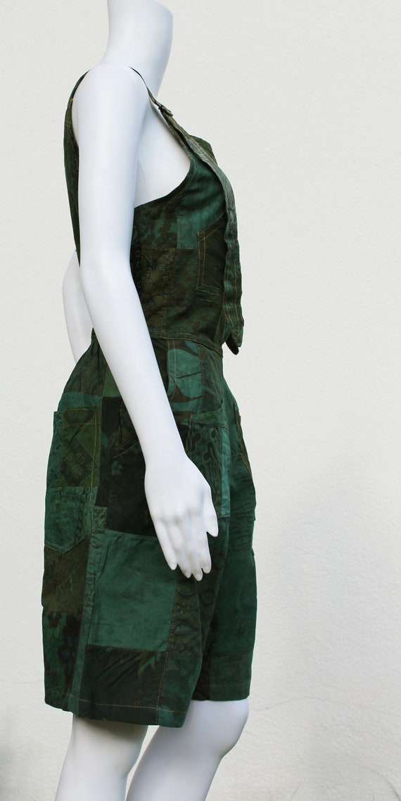Vintage Java Batik patchwork dungarees / 1990 sho… - image 4