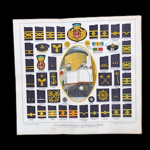 Echte Antike 1920er Jahre Die Standarduniform der Mercantile Marine Royal Navy Buchdruck Bild Lithographie, Maritimes Marinewandkunstgeschenk