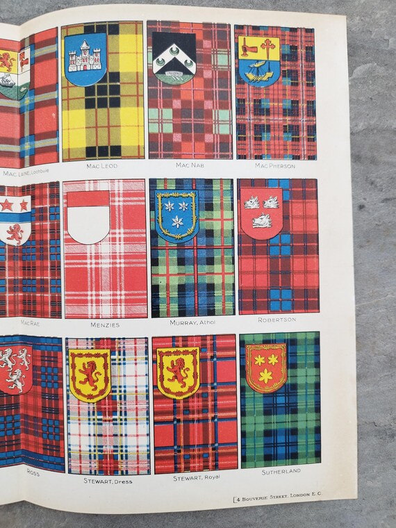 Original Antique 1925 Tartans of Some of the Scottish Clans Book