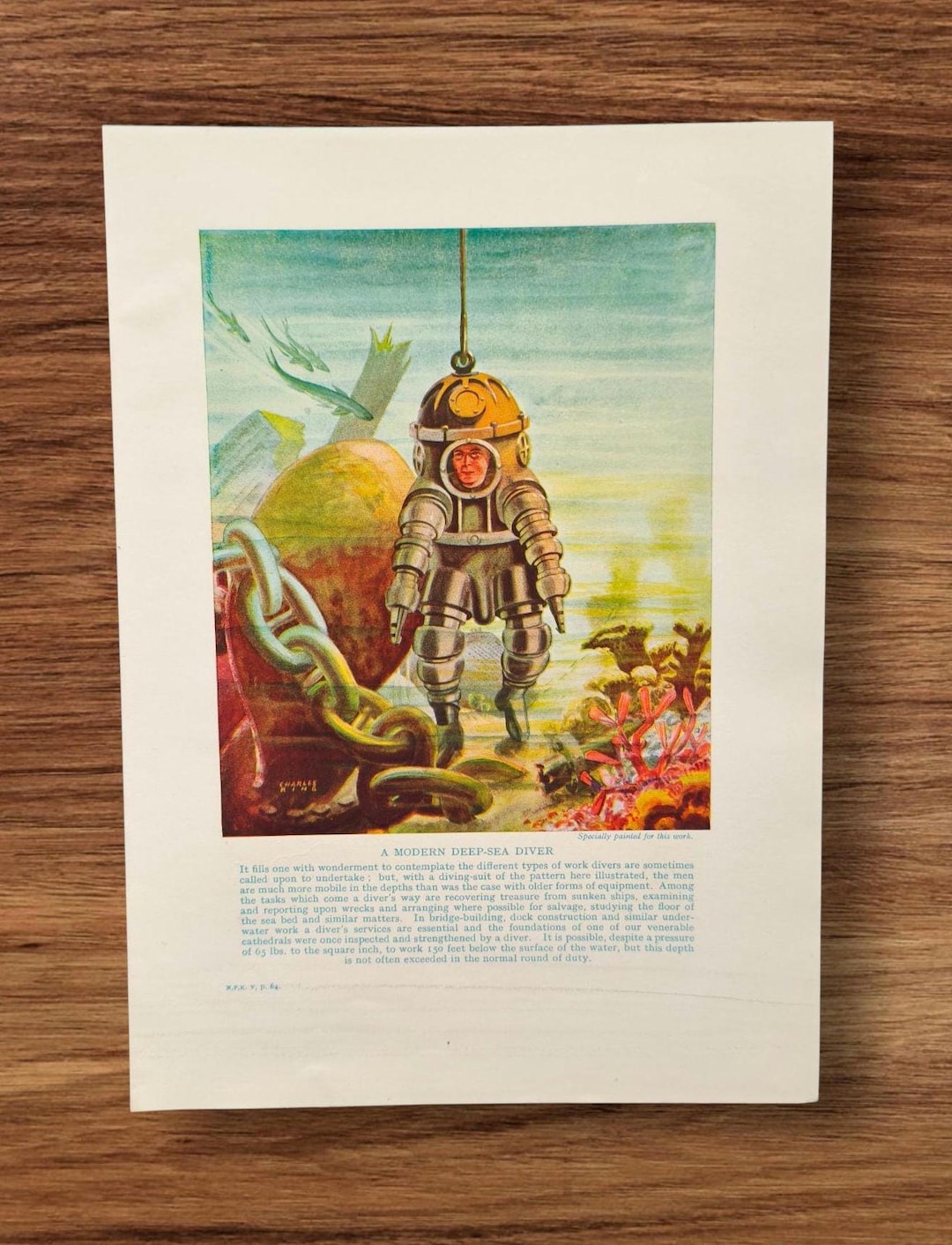 Vintage 1930s Deep Sea Diver Book Art Print Picture , Articulated ...