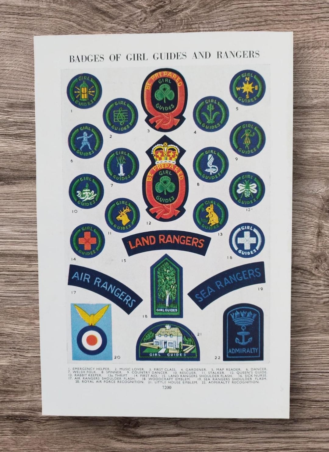 original-1950s-vintage-girl-guides-badges-book-print-illustration