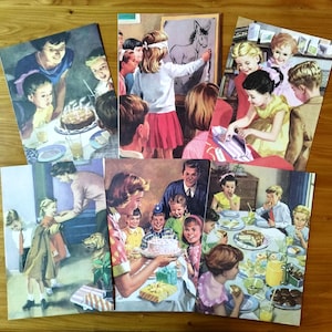Set di 6 libri "Coccinella" per bambini, vintage, anni '50 e '60, per feste di compleanno, stampe di immagini, giochi di compleanno, torte, regali, amici, nostalgia